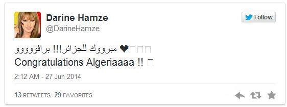 بالصور تعليق مشاهير العرب على تأهل الجزائر للدور الثاني من كأس العالم 2014