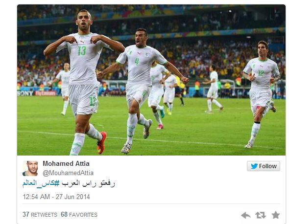 بالصور تعليق مشاهير العرب على تأهل الجزائر للدور الثاني من كأس العالم 2014