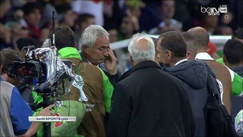 بالصور بكاء وحيد حاللوزيتش بعد انتهاء مباراة الجزائر وألمانيا في كأس العالم 2014