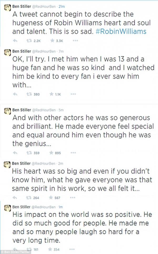تعليق المشاهير ونجوم هوليوود على وفاة النجم العالمي روبن ويليامز 2014