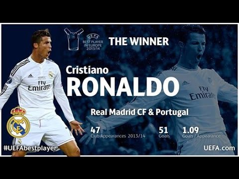 يوتيوب لحظة تتويج كريستيانو رونالدو بلقب افضل لاعب في اوروبا 2014