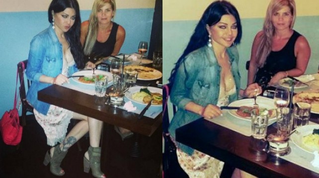 صور هيفاء وهبي مع صديقتها الإعلامية نسرين ظواهرة على طاولة العشاء 2014