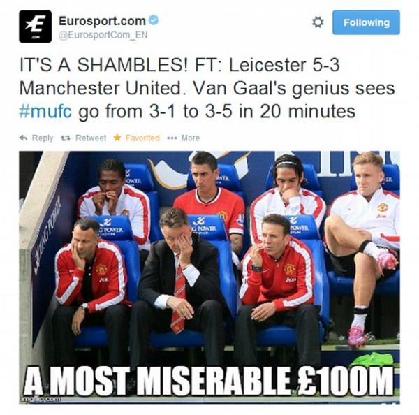 صور مضحكة على خسارة مانشستر يونايتد في مباراة ليستر سيتي في الدوري الانجليزي 2014/2015