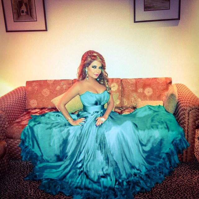 صور ليليا الأطرش بفستان أزرق من تصميم نيكولا جبران , صور النجمة السورية ليليا الأطرش 2015 Lilia Al Atrash