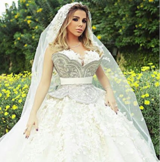 صور رزان مغربي بفستان زفاف فخم من تصميم هاني البحيري 2015