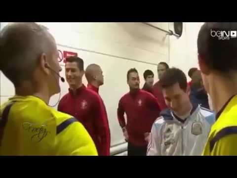 بالفيديو ميسي يسلم على كريستيانو رونالدو في مباراة الارجنتين والبرتغال