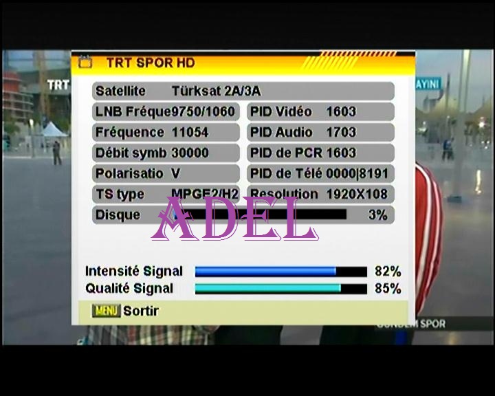 جديد القمر Turksat 2A/3A/4A @ 42° East قناة TRT SPOR HD