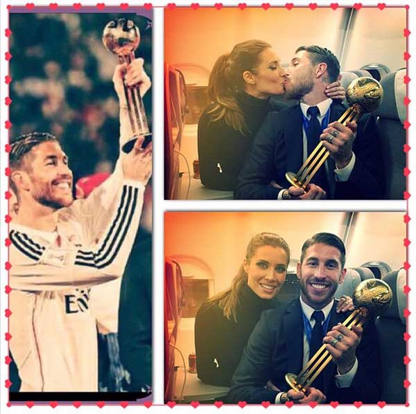 صور سيرجيو راموس وهو يقبل زوجته بيلار احتفالا بكأس العالم للاندية 2014