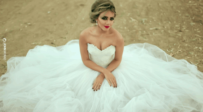 صور سارة سلامة بفستان زفاف ابيض بكاميرا المصور جون مراد 2015