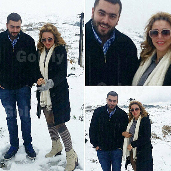 صور سوزان نجم الدين مع شقيقها وسط ثلوج لبنان 2015