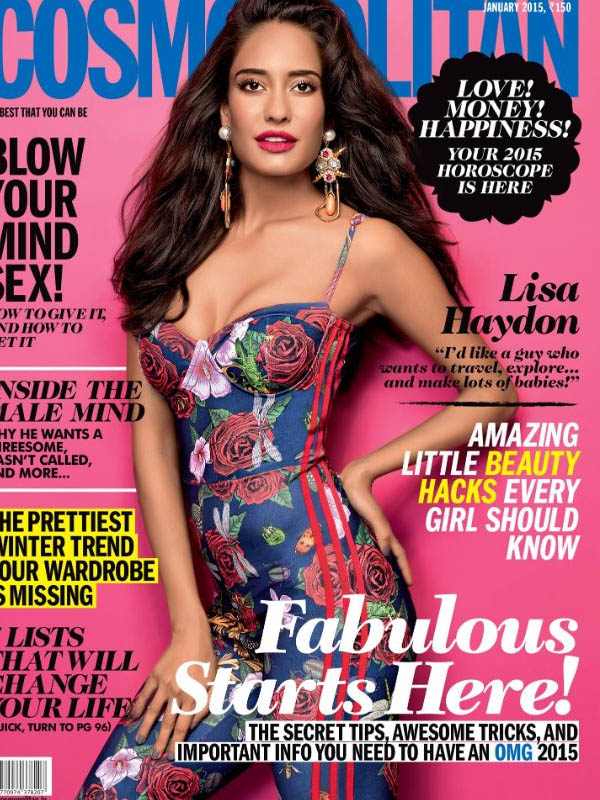 صور ليزا هايدون على غلاف مجلة Cosmopolitan يناير 2015