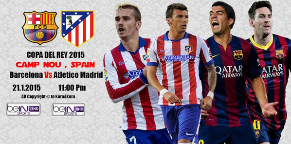 بث مباشر مباراة برشلونة وأتلتيكو مدريد اليوم الاربعاء 21-1-2015