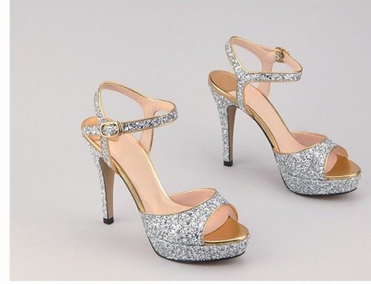 صور احذية زفاف باللون الفضى 2015 , تشكيلة احذية زفاف فضية 2016