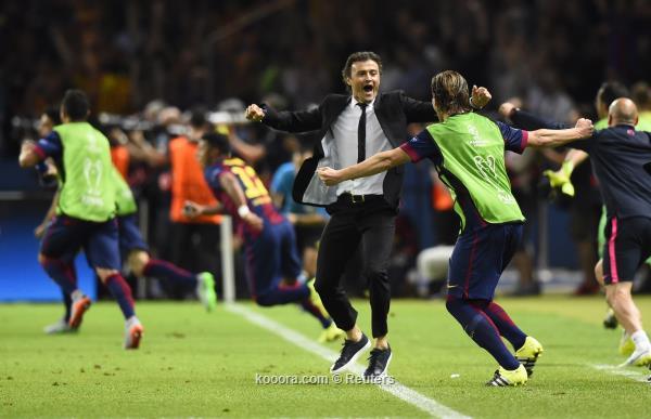 صور فرحة انريكي بهدف سواريز في نهائي دوري أبطال أوروبا 2015