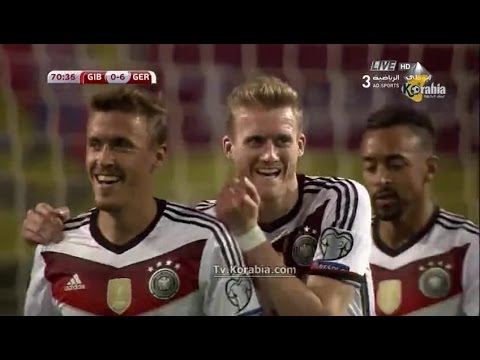 اهداف وملخص مباراة المانيا وجبل طارق 7-0 اليوم السبت 13-6-2015 فيديو يوتيوب