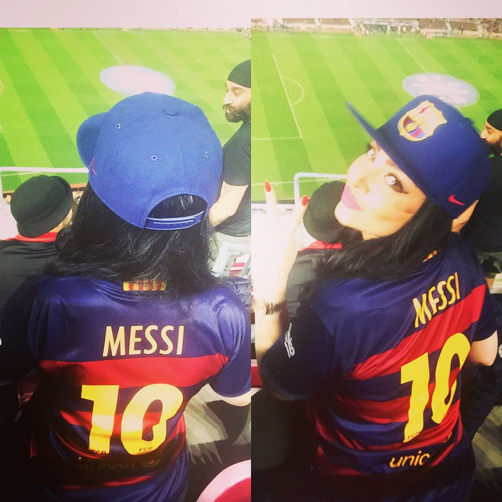 صور ديانا كرزون وهي ترتدي قميص برشلونة 2016