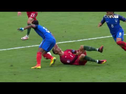بالفيديو لحظة اصابة كريستيانو رونالدو في مباراة نهائي اليورو 2016