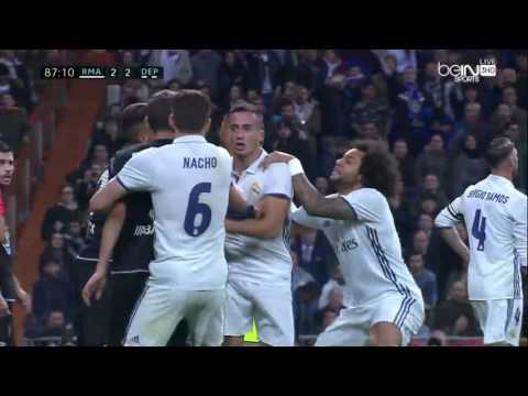 فيديو يوتيوب لحظة اشتباك لاعبي ريال مدريد وديبورتيفو لاكورونيا 2016