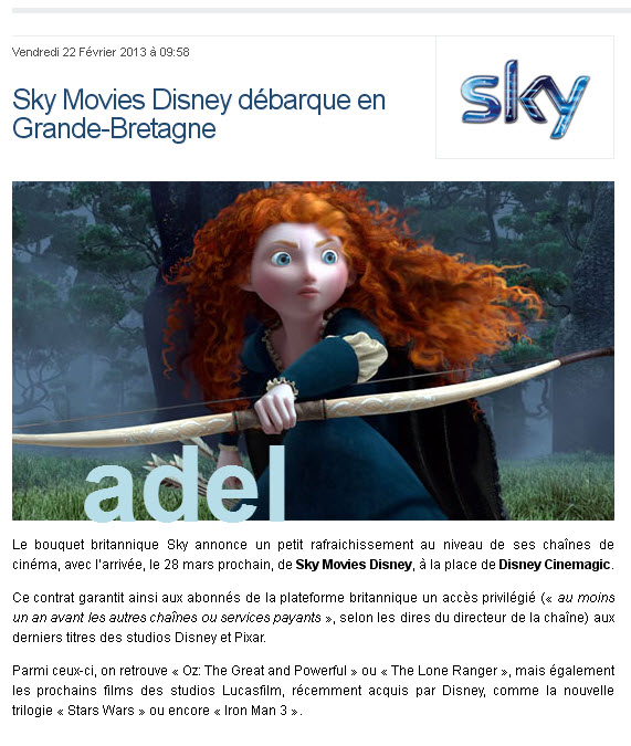 الجديد على باقة Sky- ستظهر قناة Sky Movies Disney