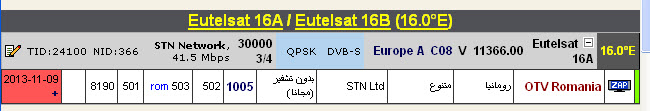 جديد القمر  Eutelsat 16A @ 16° East - قناة OTV Romania-الرومانية - بدون تشفير (مجانا)