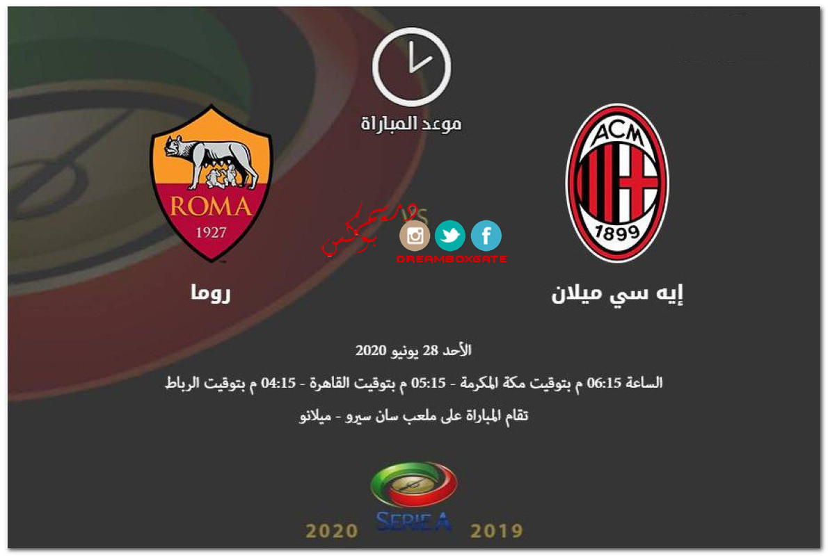 موعد وتوقيت مشاهدة مباراة ميلان وروما اليوم 26-6-2020 في الدوري الإيطالي