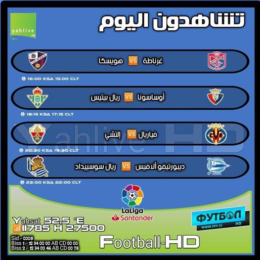 جدول مباريات قناة فوتبول Football HD اليوم 6-12-2020 على الياه سات
