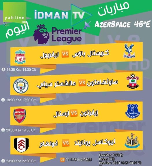 جدول مباريات قناة ادمان Idman Azerbaycan اليوم السبت 19-12-2020