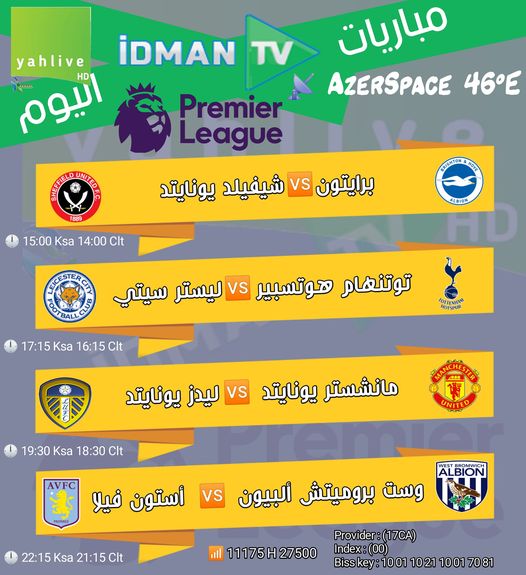 جدول مباريات قناة ادمان Idman Azerbaycan اليوم الاحد 20-12-2020