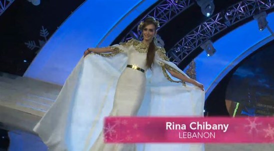 بالصور رينا شيباني الممثلة الوحيدة للجمال العربي تتألق بالزي الوطني اللبناني