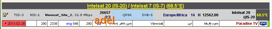 جديد القمر Intelsat 20 (IS-20) @ 68.5° East- قناة Paradise TV -قناة GOD Europe -بدون تشفير (مجانا)