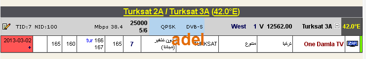 جديد القمر Türksat 2A/3A @ 42° East - قناة One Damla TV - 12562 V 25000 5/6  بدون تشفير (مجانا).