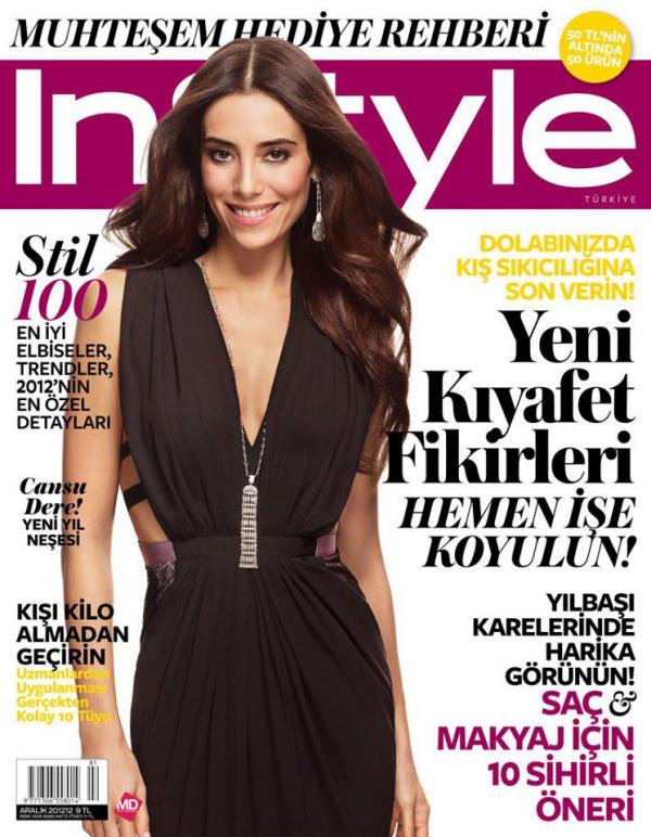 التركية عائشة في فساتين سهرة جريئة  2013 - النجمة التركية جانسو ديري على غلاف مجلة "instyle 2013