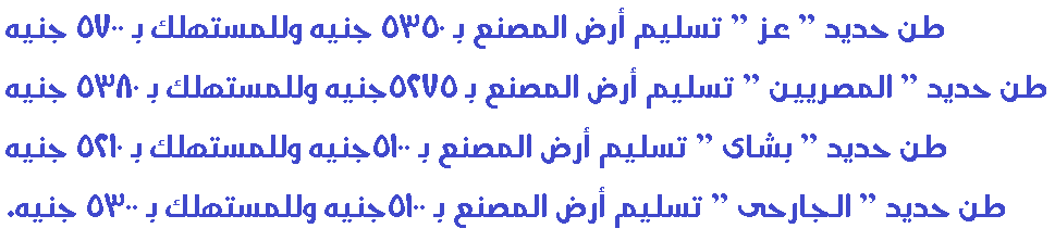 اسعار الحديد في مصر بتاريخ اليوم السبت 9/11/2013